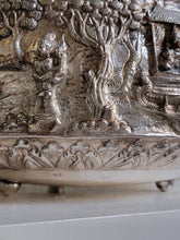 Burmese - Thai - Lao Silverplate Offering Bowl with scenes from the Vessantara Jataka Repoussed and Chased