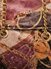 Rare Estro di Firenze Italy Gold Metallic Velveteen Equestrian Design Shoulder Bag