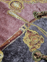 Rare Estro di Firenze Italy Gold Metallic Velveteen Equestrian Design Shoulder Bag