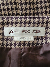 Pre-loved KIM WOO JONG Luxurious Soft Wool Brown & Ivory Houndstooth Blazer Jewel Neckline