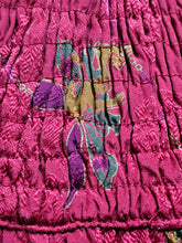 Laura Biagiotti for Bonwit Teller Made in Italy Vintage 1970s Smocked Raspberry Floral Jacquard Silk Dress 44