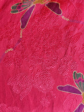 Laura Biagiotti for Bonwit Teller Made in Italy Vintage 1970s Smocked Raspberry Floral Jacquard Silk Dress 44