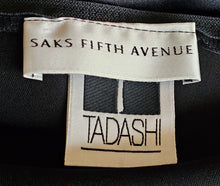 T by TADASHI for Saks Fifth Avenue Vintage 1980s Bateau Neckline Long Satin Formal Dress Black Evening Ball Gown 8