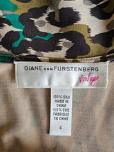 Diane Von Furstenberg Judy Wrap Silk Top Vintage Collection Camouflage Print Size 4