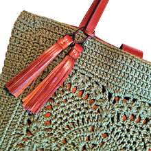 Pre-loved Patricia Nash Green Crochet Naomi Butterfly Tote and Matching Wristlet
