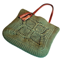 Pre-loved Patricia Nash Green Crochet Naomi Butterfly Tote and Matching Wristlet