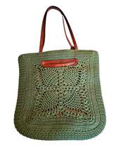 Pre-loved Patricia Nash Green Crochet Naomi Butterfly Tote and Matching Wristlet