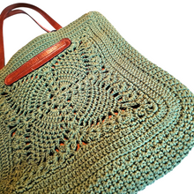 Pre-loved Patricia Nash Green Crochet Naomi Butterfly Tote and Matching Wristlet