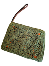 Pre-loved Patricia Nash Green Crochet Naomi Butterfly Tote and Matching Wristlet