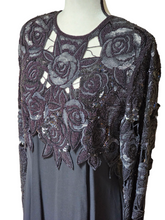 1980s Naeem Khan Riazee New York 100% Silk Black Gown for Neiman Marcus Sequins Beads Threads