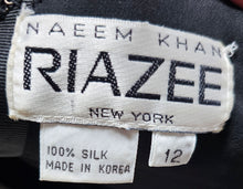 1980s Naeem Khan Riazee New York 100% Silk Black Gown for Neiman Marcus Sequins Beads Threads