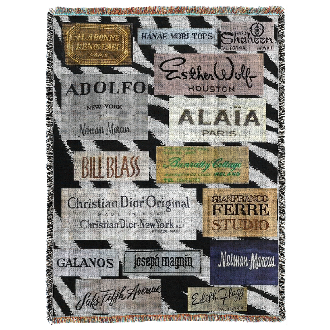Vintage Fashion Designers Labels Oversized Tapestry Blanket No. 1