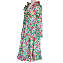 Victor Costa 1970’s Vintage Floral Dress with Pleated Ruffles