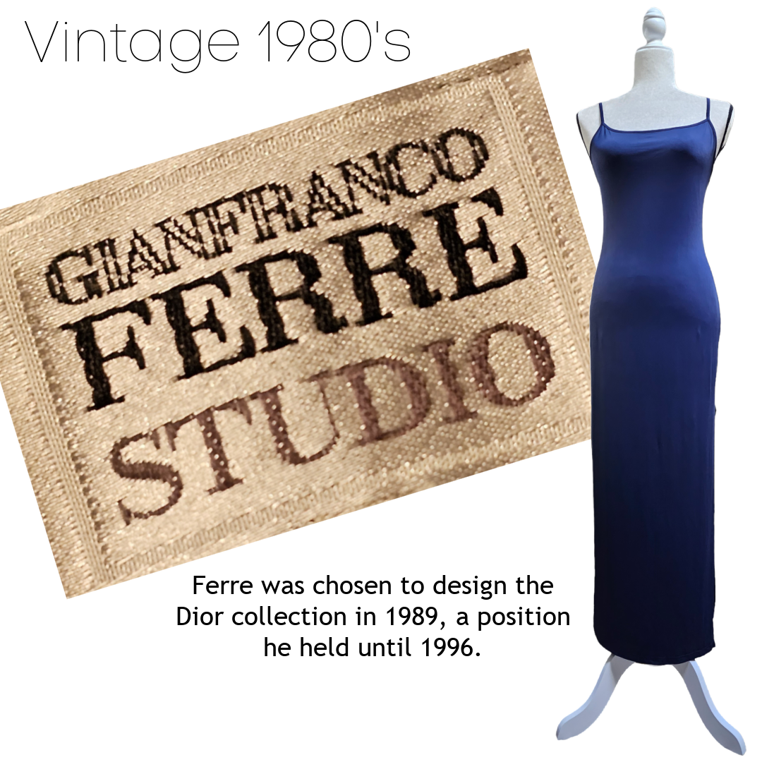 GIANFRANCO FERRE STUDIO ロングドレス 38　新品 Gianfranco Ferre Studio Vintage 1980's Nylon Lycra Stretch Column