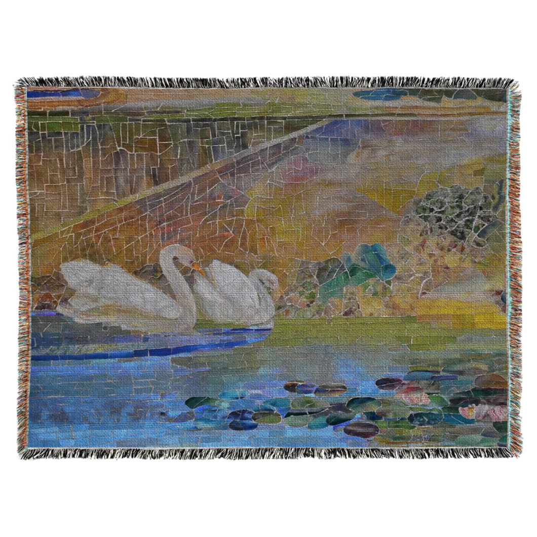 Tiffany Glass Mosaic Garden Landscape Oversized Tapestry Blanket
