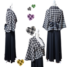 Pre-loved Vertigo Paris Wool Blend Black White Houndstooth Crop Sweater Cape Large
