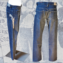Levi's Blue Jeans Upcycled with Silver Applique Guns 10M W30 Pre-loved