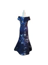 Rickie Freeman for Teri Jon Off Shoulder Metallic Flower Jacquard Gown 6