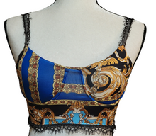 3 Piece Ensemble Jacket Crop Top Straight Leg Pants Greek Themed Fabric