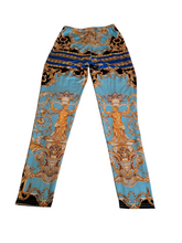 3 Piece Ensemble Jacket Crop Top Straight Leg Pants Greek Themed Fabric