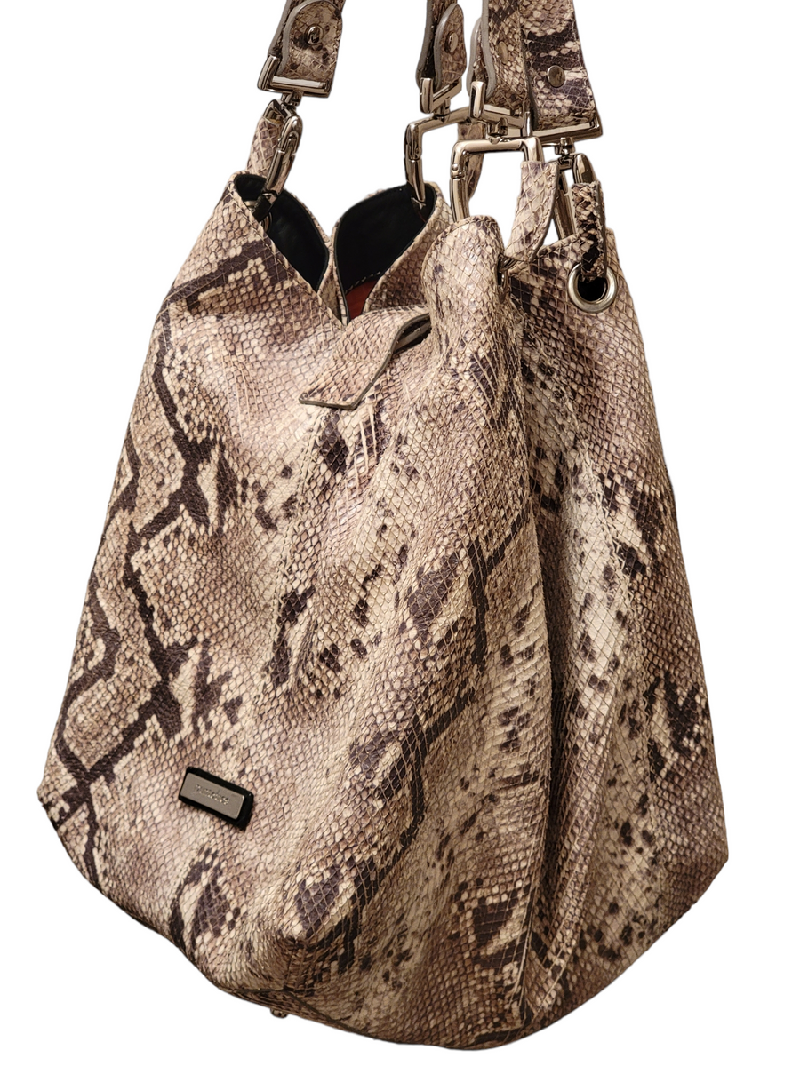 Pre Loved Puntotres Made in Spain Embossed Leather Snakeskin Design Ha Designs by Alice Lowe