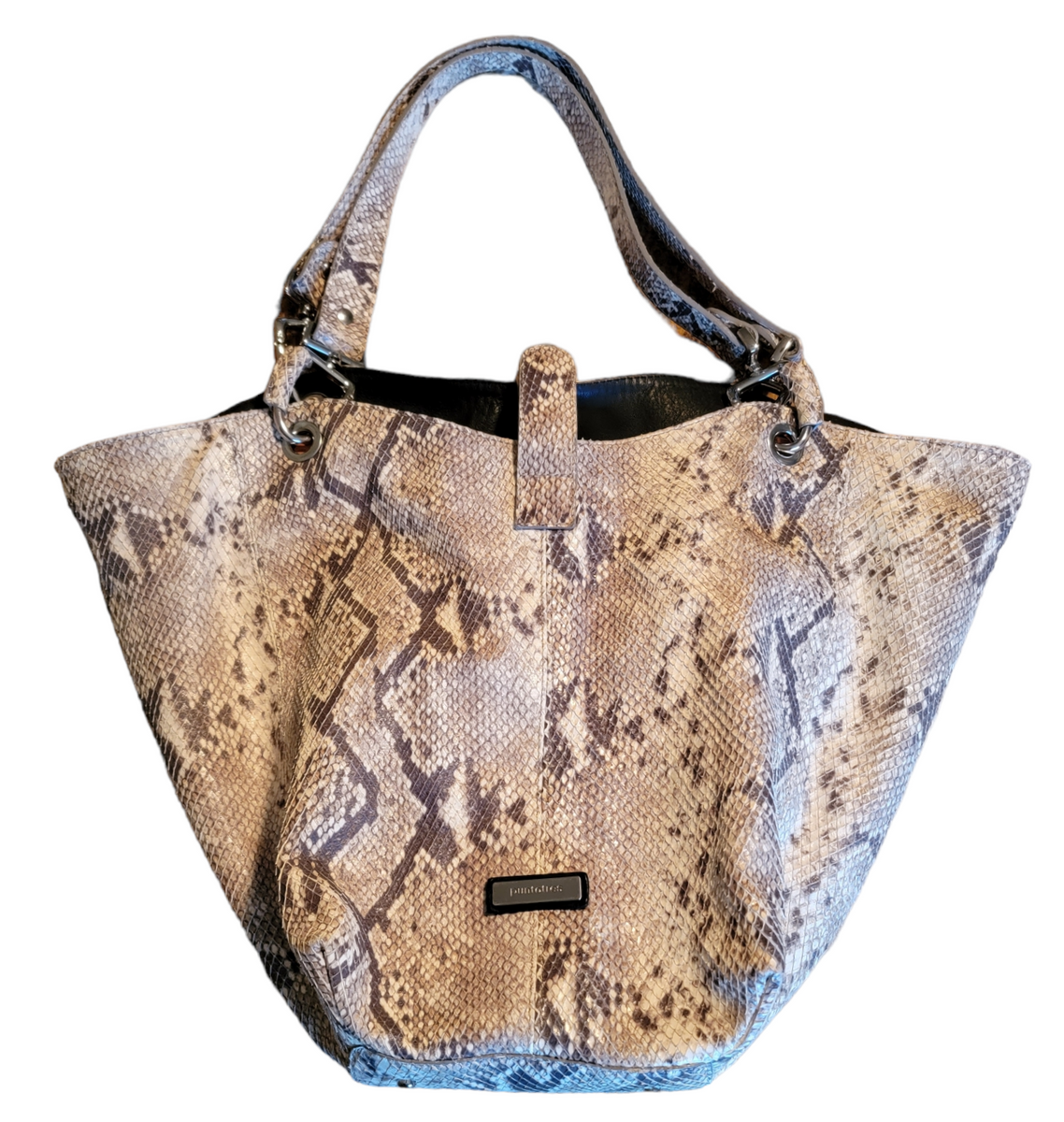 Pre Loved Puntotres Made in Spain Embossed Leather Snakeskin Design Ha Designs by Alice Lowe