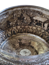Burmese - Thai - Lao Silverplate Offering Bowl with scenes from the Vessantara Jataka Repoussed and Chased