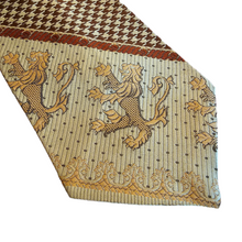 Vintage Lucien Piccard Tie Rare Design of Lion Crest Coat of Arms and Houndstooth