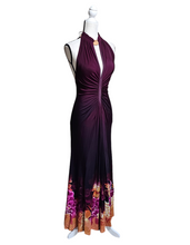 Just Cavalli Silk Floral Print Halter Style Dress Plunging V-Neckline Medium