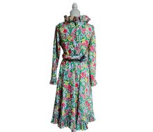 Victor Costa 1970’s Vintage Floral Dress with Pleated Ruffles