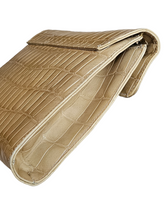 Italian Francesco Biasia Croc Embossed Ivory Patent Leather Versatile Purse Clutch