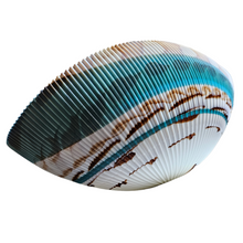 Iridescent Shell-shaped Sculptural Pleated Italian Art Glass Centerpiece Bowl