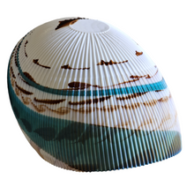 Iridescent Shell-shaped Sculptural Pleated Italian Art Glass Centerpiece Bowl