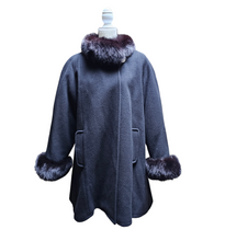 Vintage Nina Ricci Only at Bloomingdale's Cashmere Wool Swing Coat Fur Trim L/XL