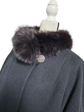 Vintage Nina Ricci Only at Bloomingdale's Cashmere Wool Swing Coat Fur Trim L/XL