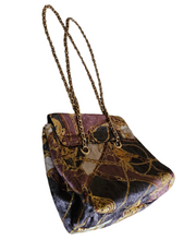 Rare Estro di Firenze Italy Gold Metallic Velveteen Equestrian Design Shoulder Bag