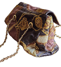 Rare Estro di Firenze Italy Gold Metallic Velveteen Equestrian Design Shoulder Bag