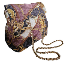 Rare Estro di Firenze Italy Gold Metallic Velveteen Equestrian Design Shoulder Bag