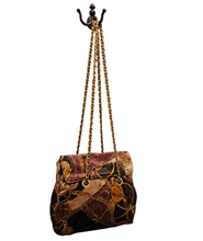 Rare Estro di Firenze Italy Gold Metallic Velveteen Equestrian Design Shoulder Bag
