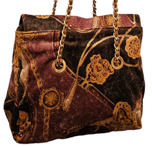 Rare Estro di Firenze Italy Gold Metallic Velveteen Equestrian Design Shoulder Bag
