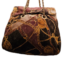 Rare Estro di Firenze Italy Gold Metallic Velveteen Equestrian Design Shoulder Bag