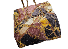 Rare Estro di Firenze Italy Gold Metallic Velveteen Equestrian Design Shoulder Bag