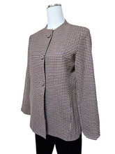 Pre-loved KIM WOO JONG Luxurious Soft Wool Brown & Ivory Houndstooth Blazer Jewel Neckline