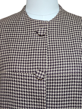 Pre-loved KIM WOO JONG Luxurious Soft Wool Brown & Ivory Houndstooth Blazer Jewel Neckline