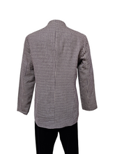 Pre-loved KIM WOO JONG Luxurious Soft Wool Brown & Ivory Houndstooth Blazer Jewel Neckline