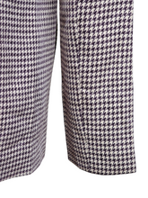 Pre-loved KIM WOO JONG Luxurious Soft Wool Brown & Ivory Houndstooth Blazer Jewel Neckline