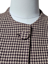 Pre-loved KIM WOO JONG Luxurious Soft Wool Brown & Ivory Houndstooth Blazer Jewel Neckline