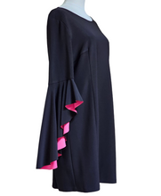 Pre-loved Nicole Miller Cocktail Spandex Little Black Dress Pink Romantic Statement Sleeves 14