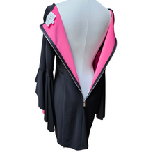 Pre-loved Nicole Miller Cocktail Spandex Little Black Dress Pink Romantic Statement Sleeves 14