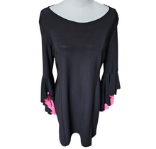 Pre-loved Nicole Miller Cocktail Spandex Little Black Dress Pink Romantic Statement Sleeves 14
